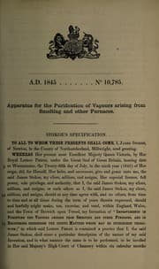Cover of Specification of James Stokoe