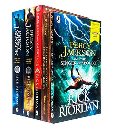 Cover of Rick Riordan Collection 5 Books Set - Percy Jackson and The Greek Heroes, The Greek Gods, The Demigod Diaries, Demigods and Magicians, Singer of Apollo WBD 2019