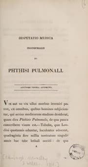 Cover of Dissertatio medica inauguralis, de phthisi pulmonali