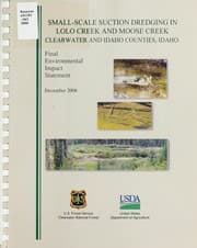 Cover of Small-scale suction dredging in Lolo Creek and Moose Creek, Clearwater and Idaho counties, Idaho
