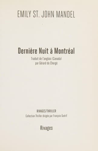 Cover of Dernière nuit à montréal