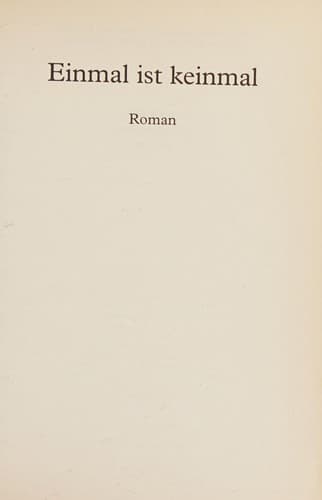 Cover of Einmal ist keinmal