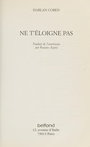 Cover of Ne t'Ã©loigne pas