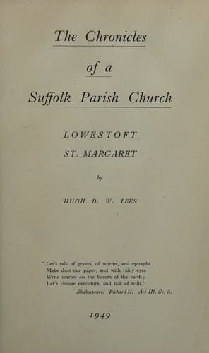 Cover of The Chronicles Of A Suffolk Parish Church - Lowestoft St. Margaret