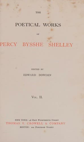 Cover of The Poetical Works of Percy Bysshe Shelley