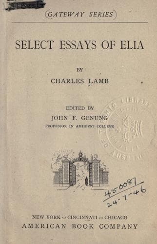 Cover of ... Select essays of Elia