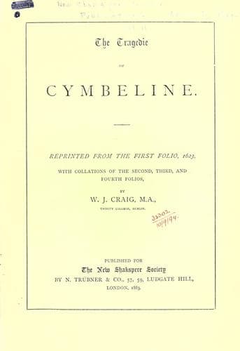 Cover of The Tragedie Cymbeline