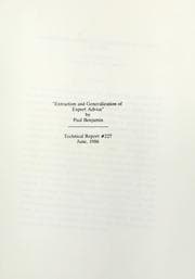 Cover of Extraction and generalization of expert advice