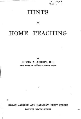 Cover of Hints on Home Teaching