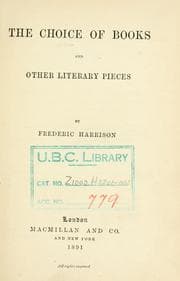 Cover of The choice of books, and other literary pieces