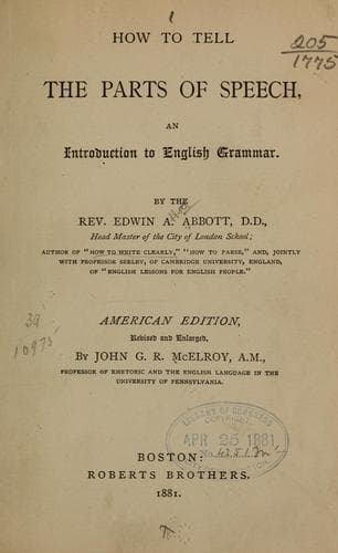 Cover of How to Tell the Parts of Speech