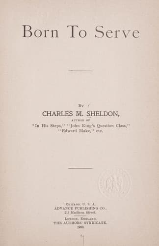 Cover of Born to Serve [a Story]