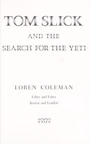 Cover of Tom Slick and the search for the Yeti