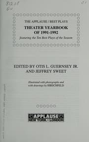 Cover of The Applause/Best plays theater yearbook of 1991-1992