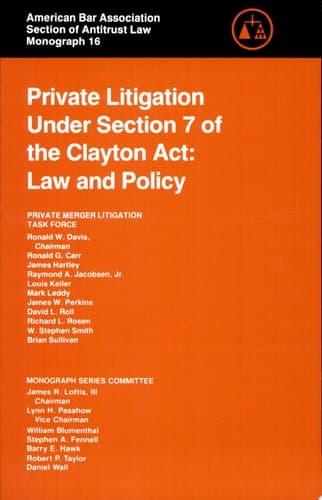 Cover of Private litigation under section 7 of the Clayton Act