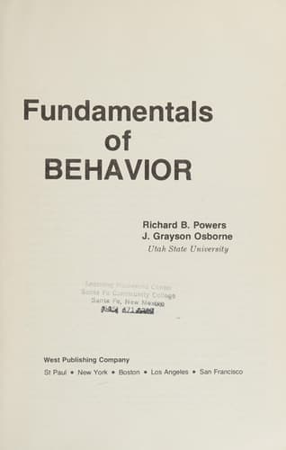 Cover of Fundamentals of Behavior