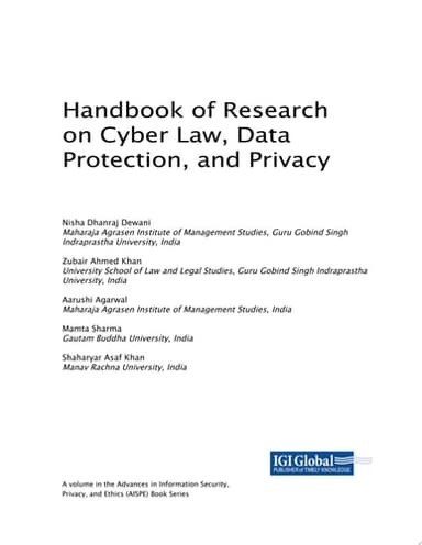 Cover of Handbook of Research on Cyber Law, Data Protection, and Privacy