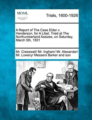 Cover of A report of the case Elder v. Henderson