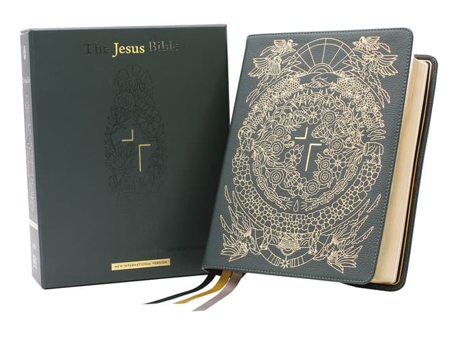 Cover of Jesus Bible Artist Edition, NIV, Genuine Leather, Calfskin, Green, Limited Edition, Comfort Print